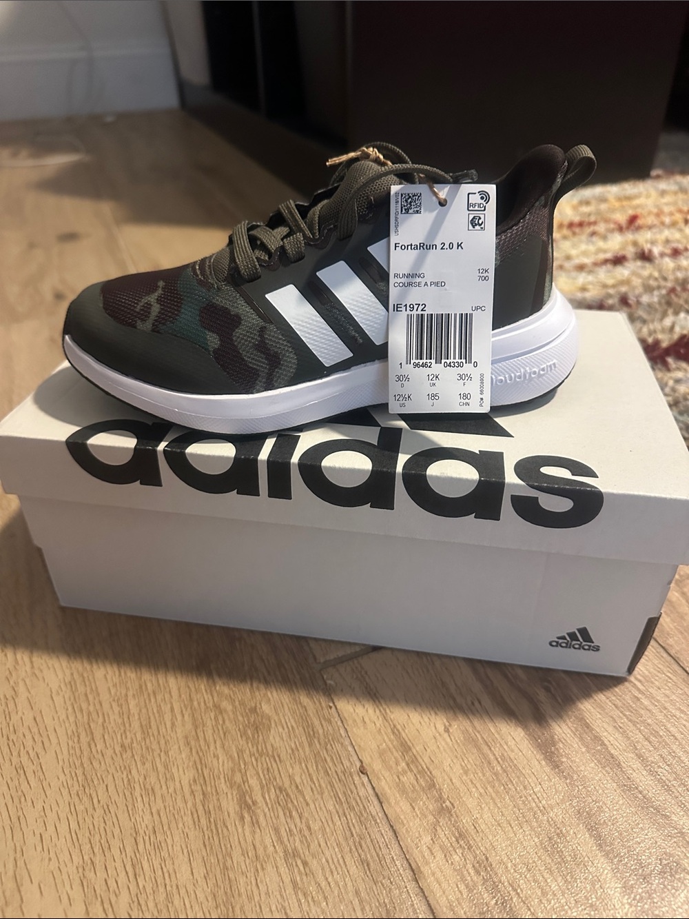 adidas Kids FortaRun 2.0 K Camouflage Sneakers - Green/White/Black